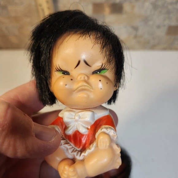 Vintage Hong Kong Moody Cutie Vinyl Dolls Set of 3 Crying Grumpy Pouting 3.5in - Picture 7 of 7